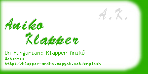 aniko klapper business card